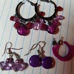 Cute Purple/Pink Pierced Earrings
